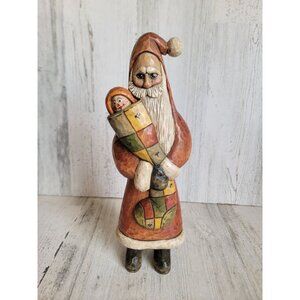 Santa Susan Rae vintage wooden child stalking figure Xmas decor